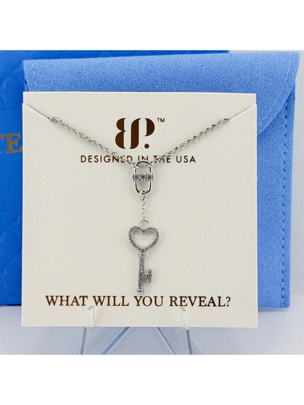 Bomb Party Sterling Club "The Heart Key Necklace" on .925 w/ Rhodium Plating